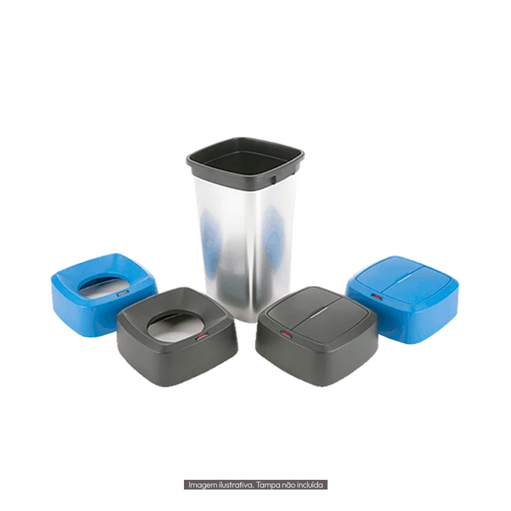 Contentor 60L Plástico Quadrado Iris Cor Metálico sem Tampa