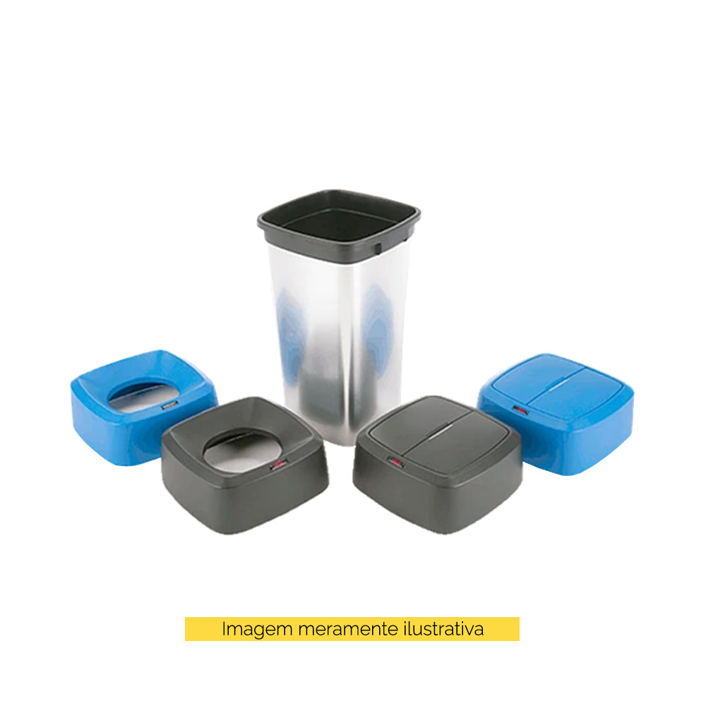 Contentor 60L Plástico Quadrado Iris Cor Metálico sem Tampa