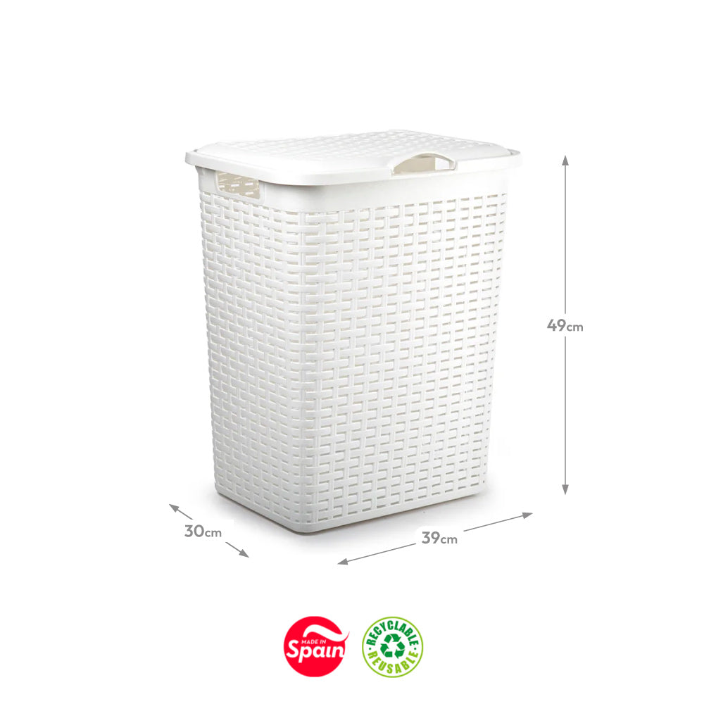 Cesto Roupa Rattan 38L Branco