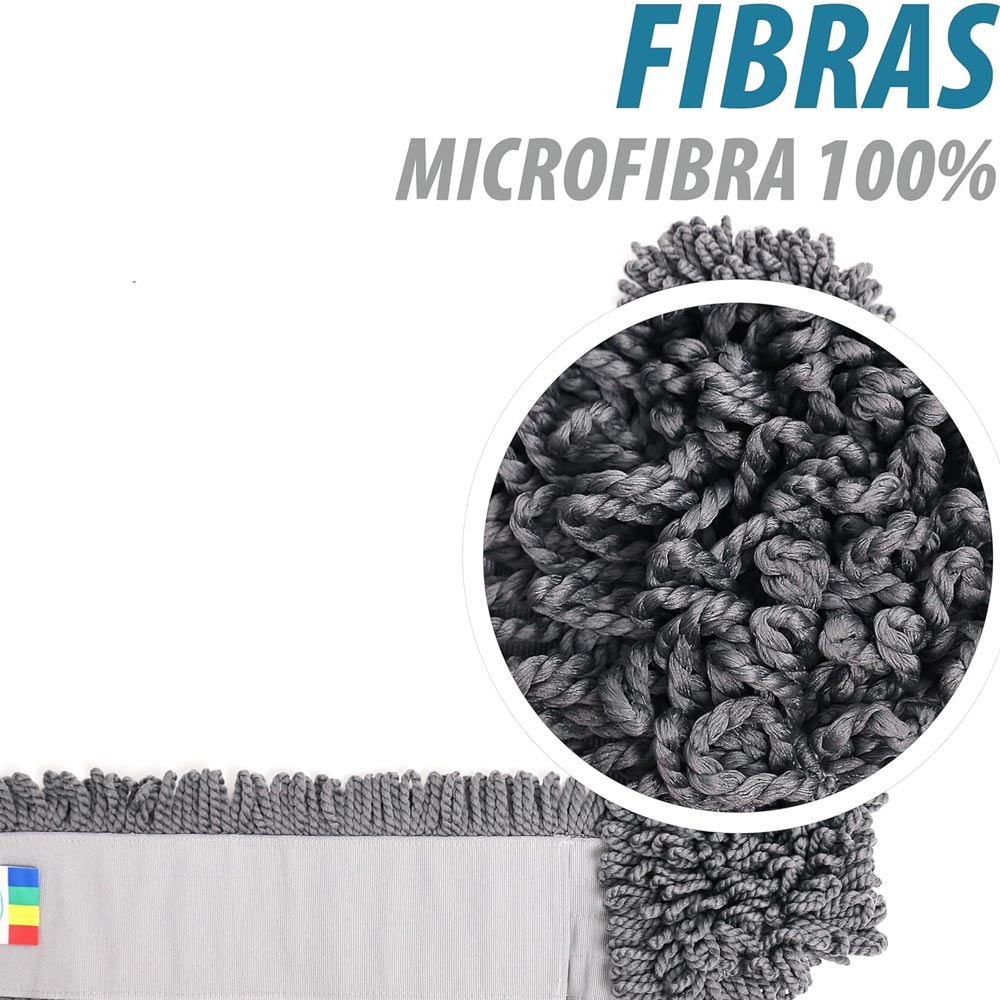 Mopa Comprida 100cm Microfibra Professional Cinza Recarga