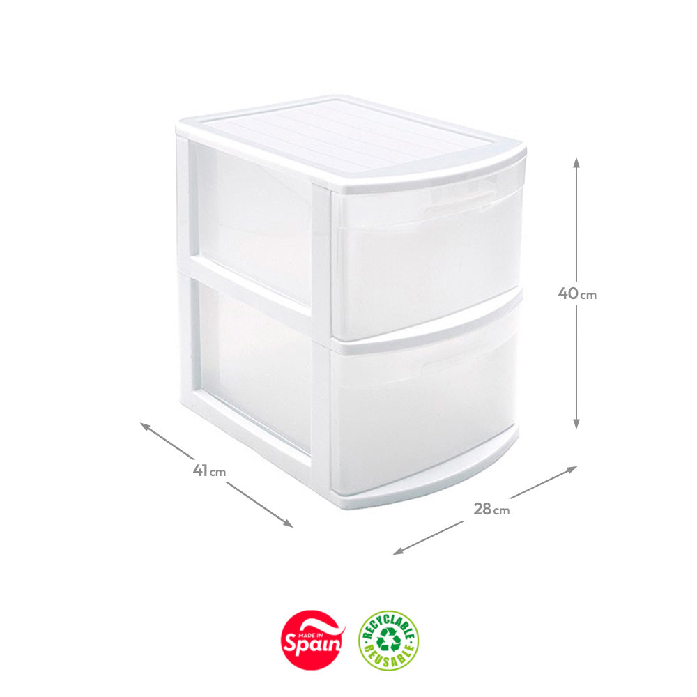 Bloco 2 Gavetas Plástico Tamesis 28x40x41cm Branco