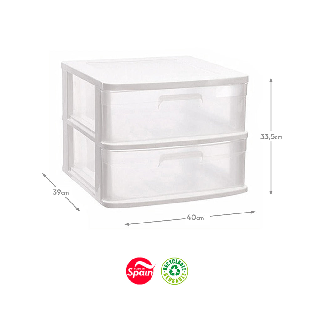 Bloco 2 Gavetas Plástico Sena 38,5x40x34cm Branco