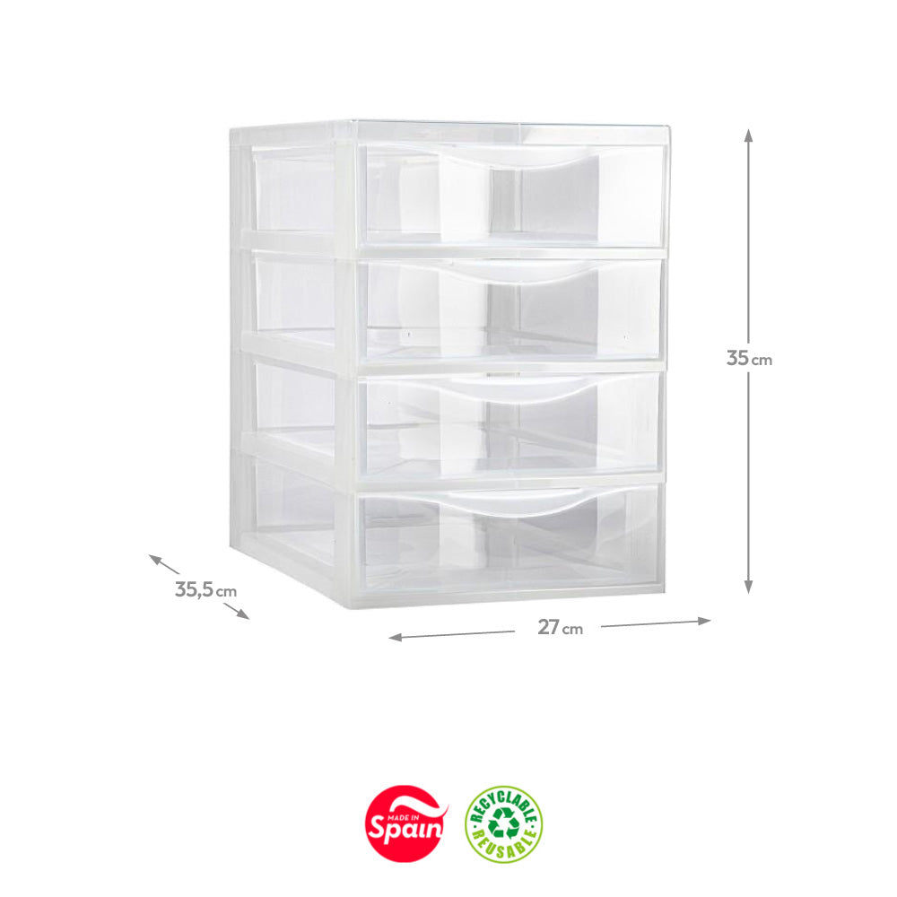 Bloco 4 Gavetas Plástico Easy 35,5x27x35cm Transparente