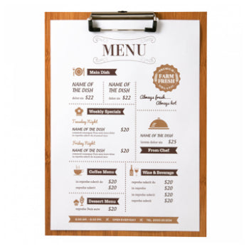 Porta Menus 22,9x31,8x0,4cm c/Clip Bambu 1un