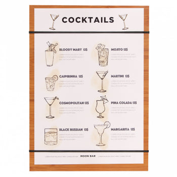 Porta Menus 22,9x31,8x0,4cm c/Elásticos Bambu 1un