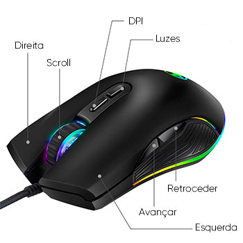 Rato Gaming 3200DPI 7 Botões RGB LED
