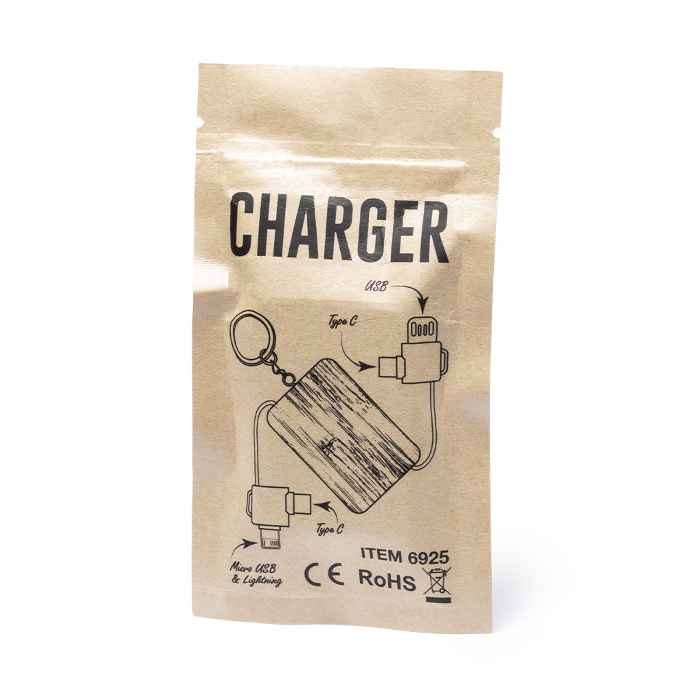 Cabo Carregador Porta-Chaves USB-A MicroUsb USB-C Lightning