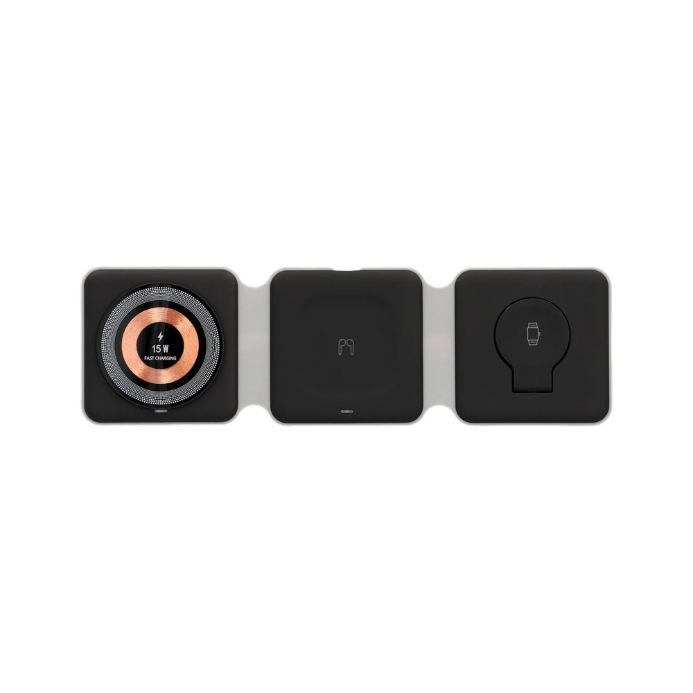 Carregador Wireless 15W 3 em 1 Dobrável Preto