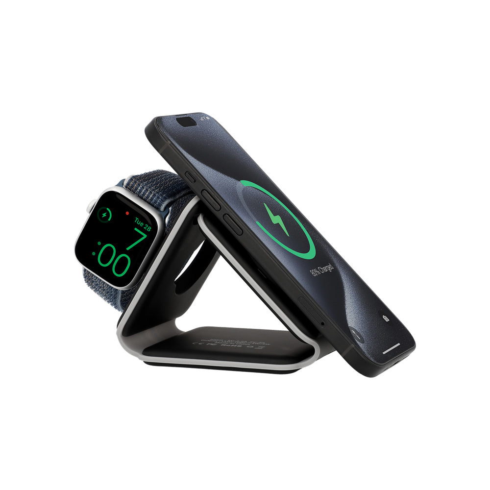 Carregador Wireless 15W 3 em 1 Dobrável Preto