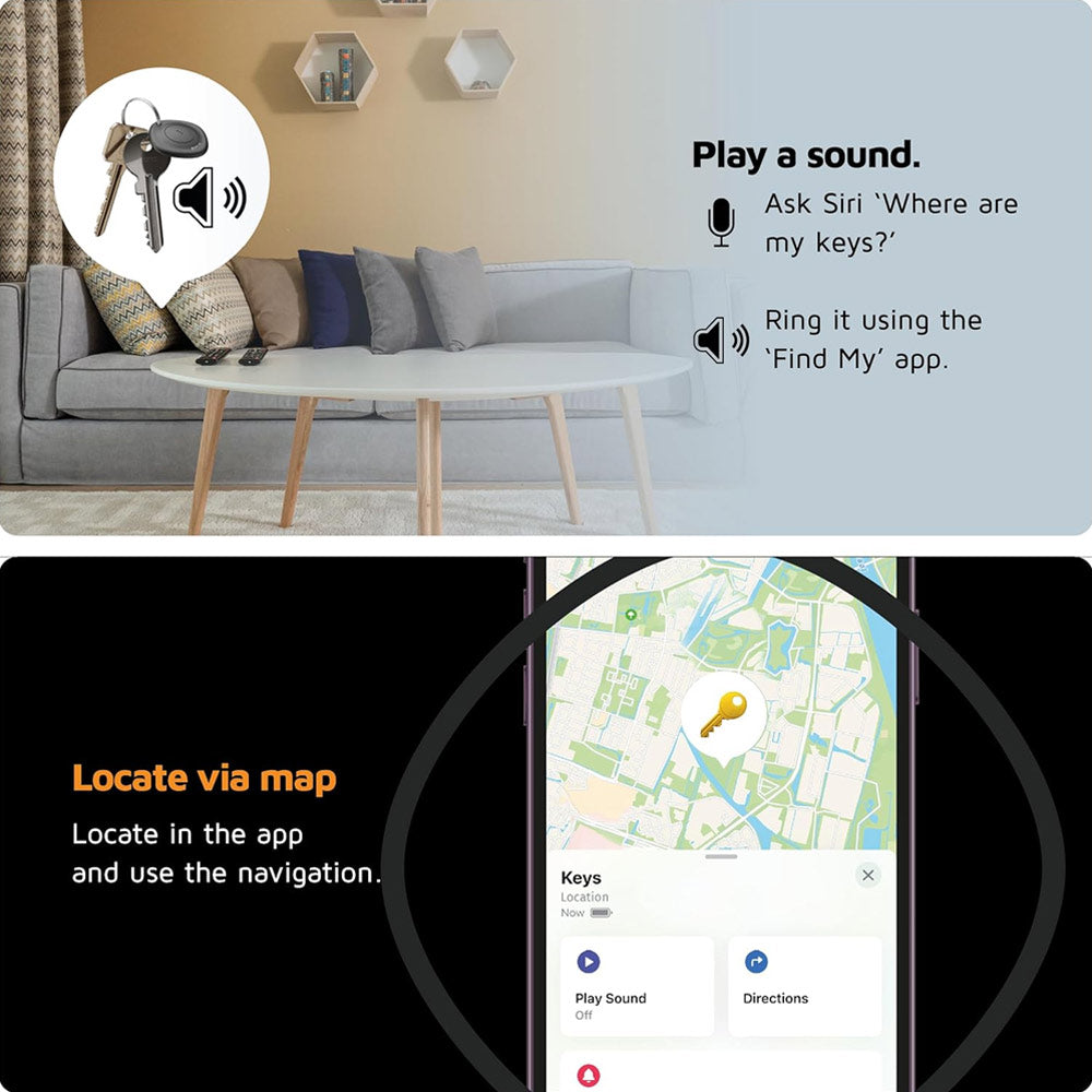 Localizador Bluetooth Objetos p/ Apple TravelTag Preto 3un