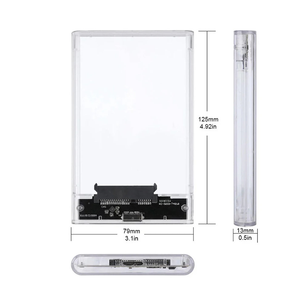Caixa Disco Rígido USB 3.0 SATA SSD 2,5" Transparente