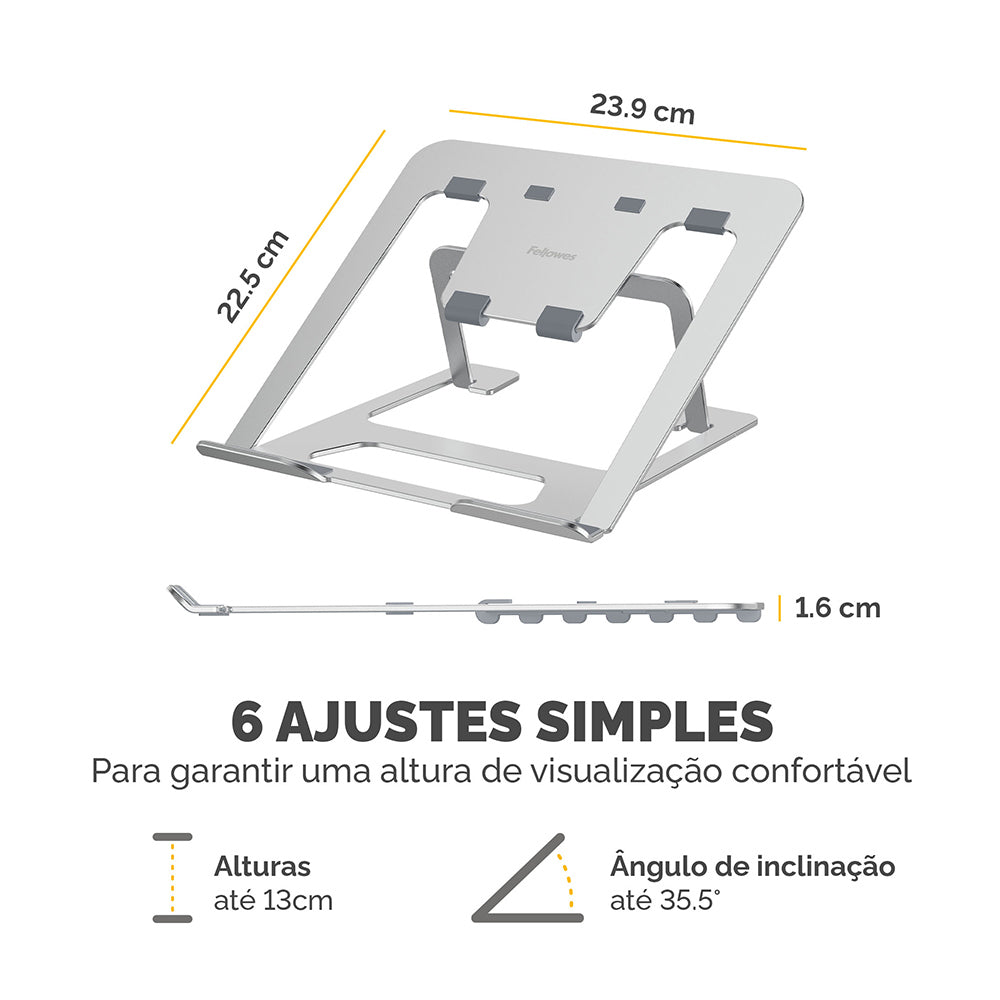Base Notebook até 15 Pol Ajustável Alumia Prata