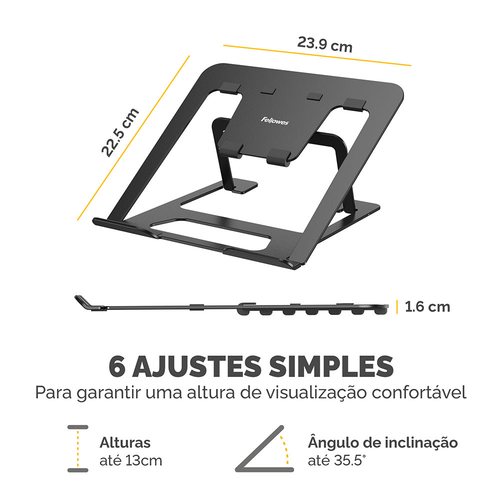 Base Notebook até 15 Pol Ajustável Alumia Preto