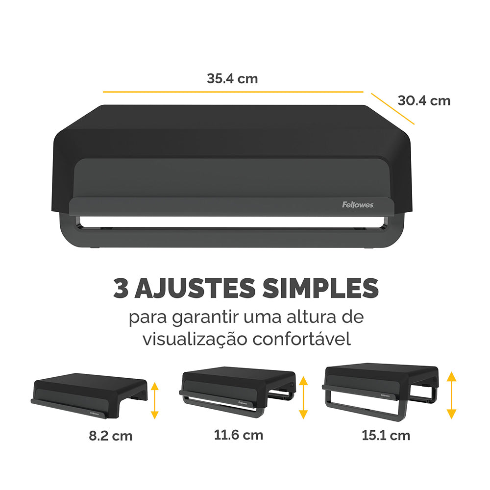 Base Monitor 8.20x35.40x30.40cm Reciclável Breyta Preto