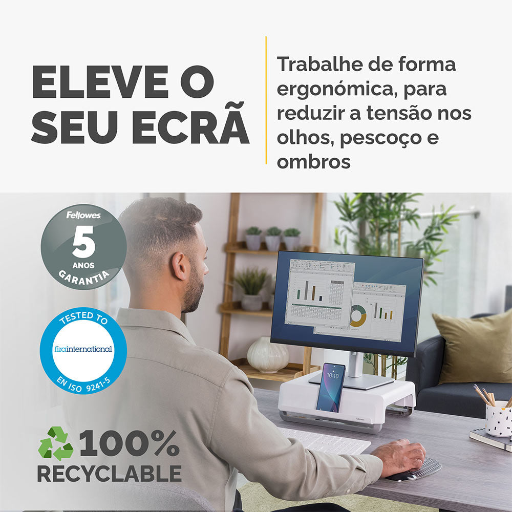 Base Monitor 8.20x35.40x30.40cm Reciclável Breyta Branco