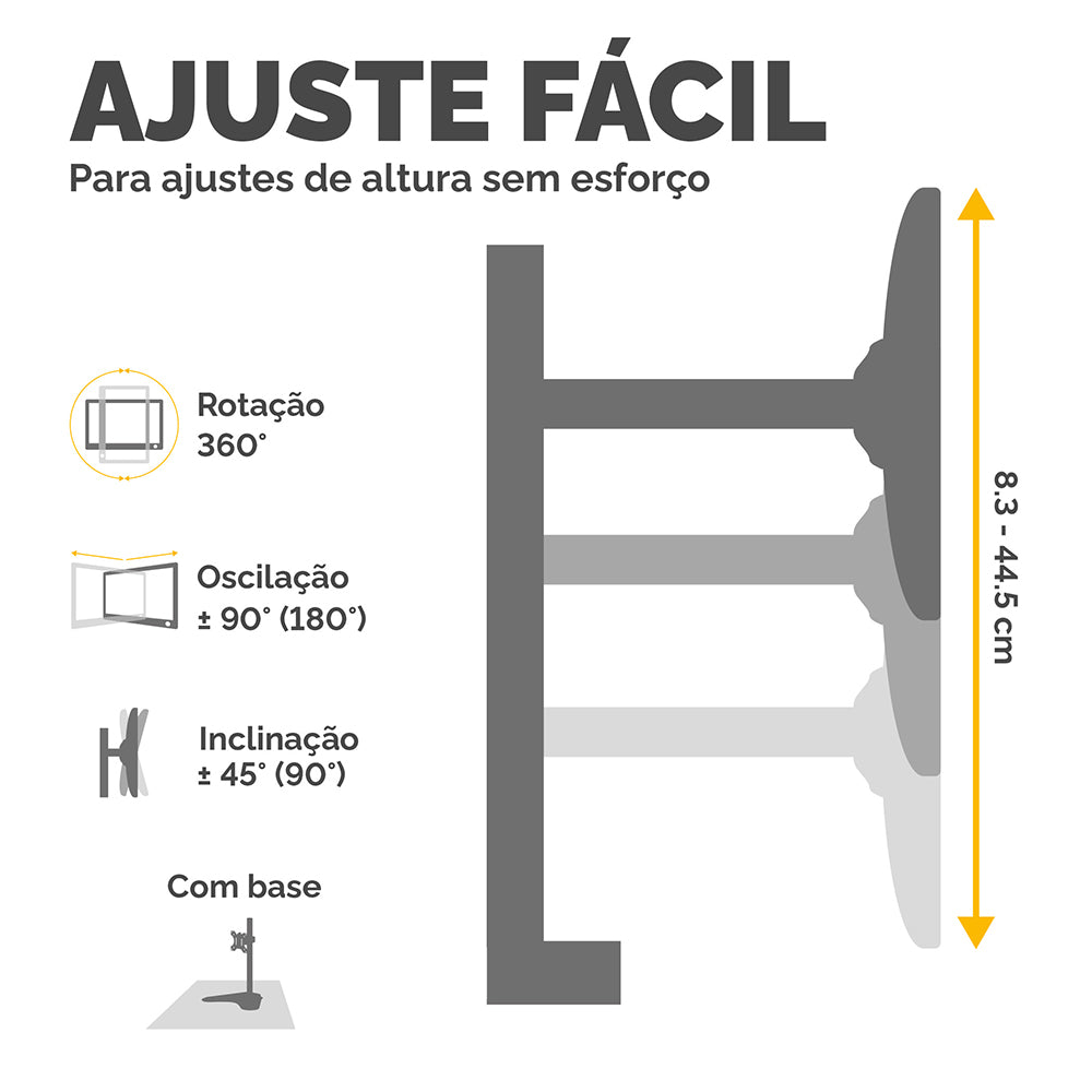 Suporte Mesa 1 Monitor até 32 Pol Seasa Preto