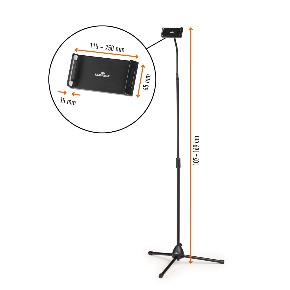 Suporte Chão Tablet+Smartphone 4,7-13 Pol TWIST Durable