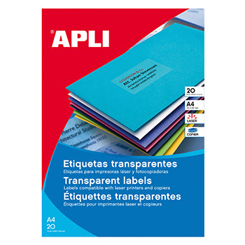Etiquetas 210x297mm 20Fls Intempéries Transparente Apli 20un