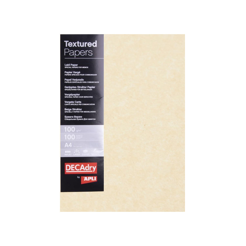 Papel A4 Verge 100g Apli Creme 100 Folhas