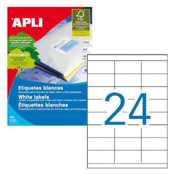 Etiquetas 070x035mm 100Fls A4 Apli 2400un