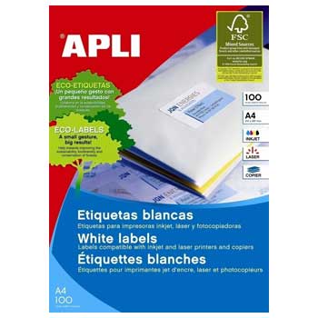 Etiquetas 052,5x029,7mm 100Fls A4 01286 Apli 4000un