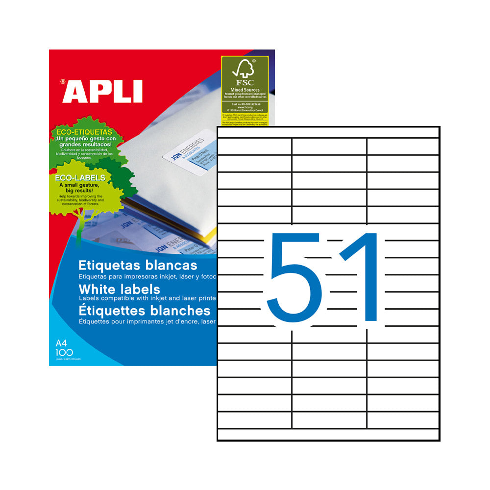 Etiquetas 070x016,9mm 100Fls 01294 Apli 5100un