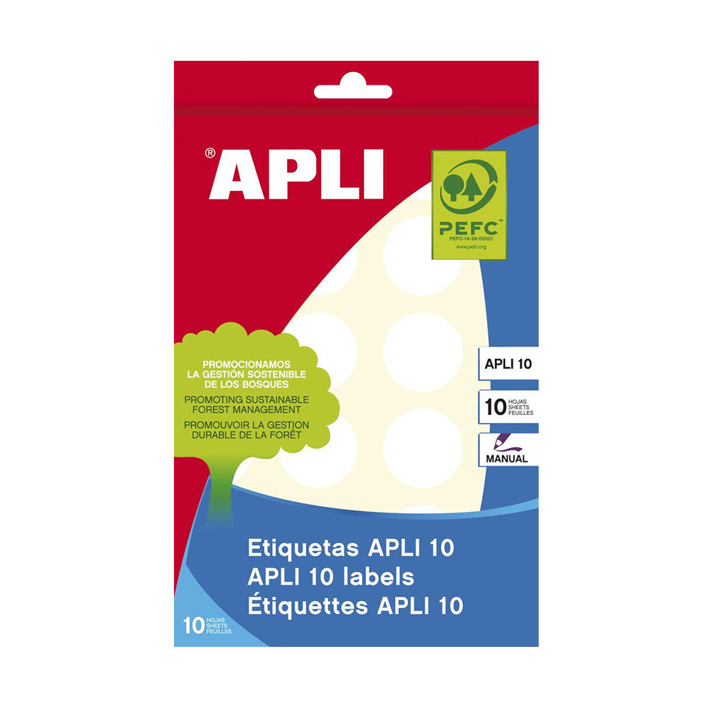 Etiquetas Redondas 25mm Branco Apli 1629 240un