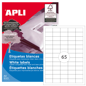 Etiquetas 038x021,2mm 500Fls A4 01776 Apli 32500un