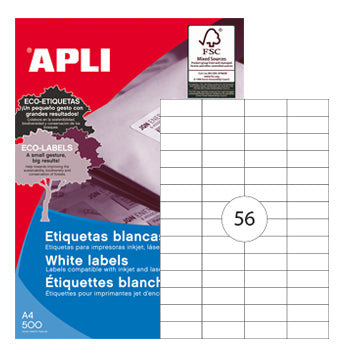 Etiquetas 052,5x021,2mm 500Fls A4 01777 Apli 28000un