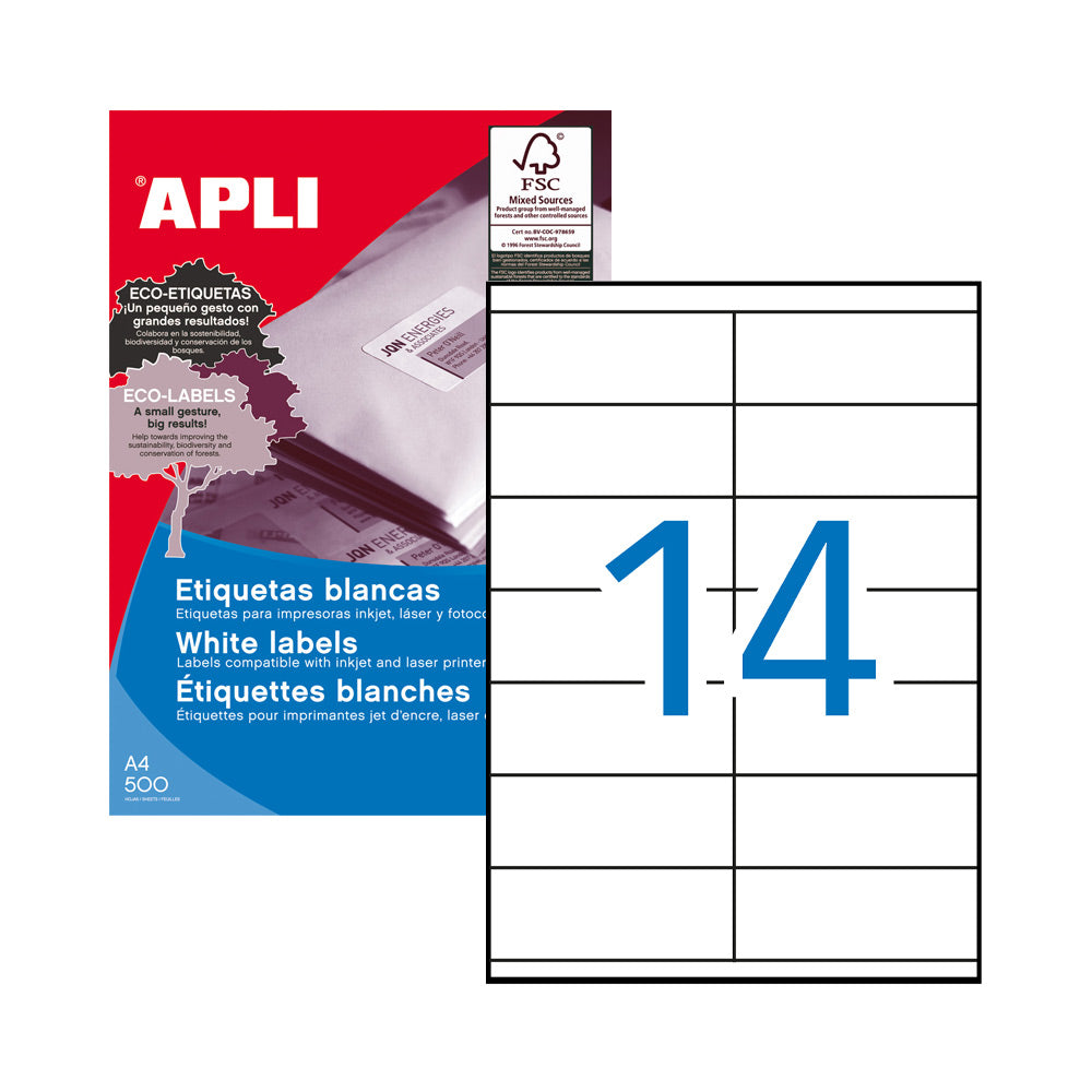 Etiquetas 105x040mm 500Fls A4 Apli 7000un