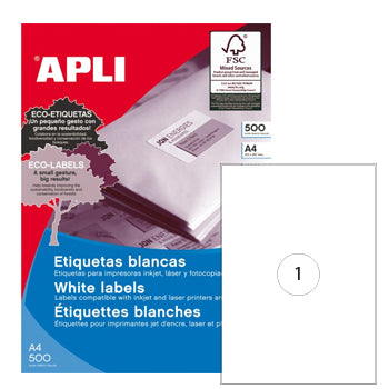 Etiquetas 210x297 Apli 500 Folhas A4 500un