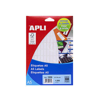 Etiquetas 008x020mm 15Fls A5 01858 Apli 1890un