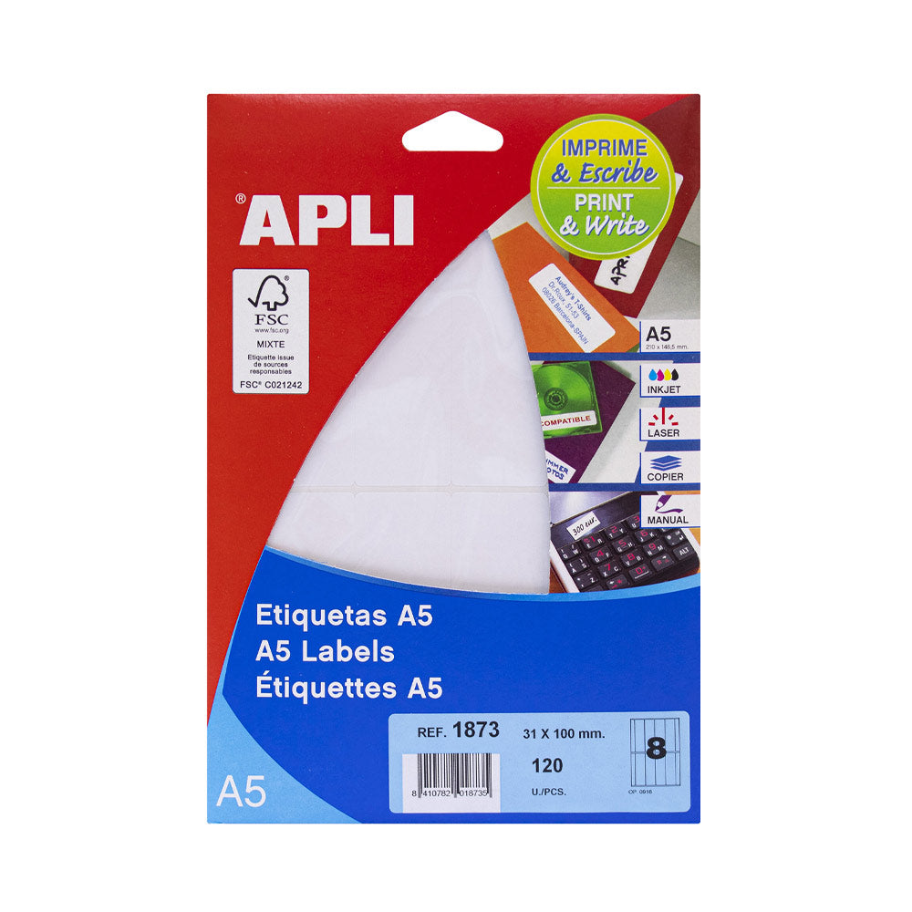 Etiquetas 031x100mm 15Fls A5 01873 Apli 120un