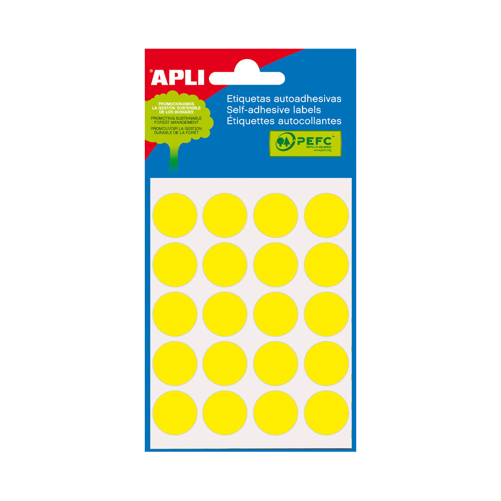 Etiquetas Redondas 19mm Amarelo Apli 2063 100un