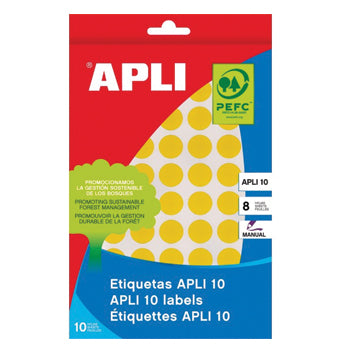 Etiquetas Redondas 10mm Amarelo 1008un