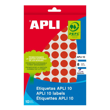 Etiquetas Redondas 10mm Vermelho 1008un