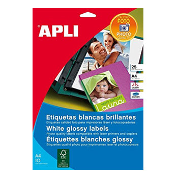Etiquetas 199,6x289,1mm  Laser/Copia Branco Glossy Apli 10u