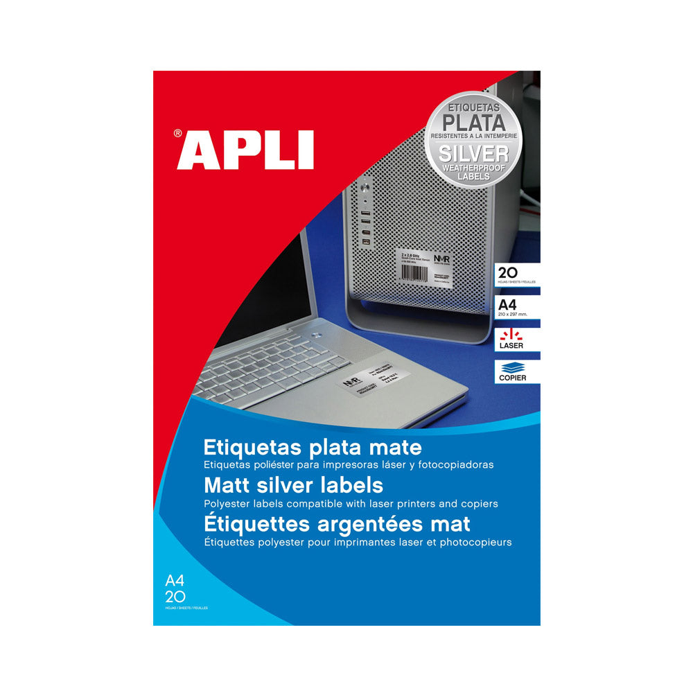 Etiquetas 045,7x021,2mm 20Fls A4 Prata Apli 960un