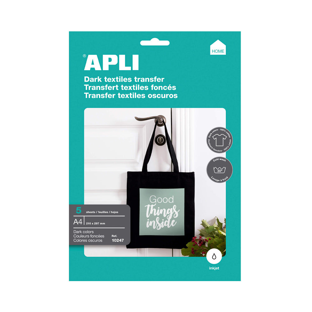 Papel Transfer T-Shirt InkJet A4 Apli Tecidos Escuros 5 Fls