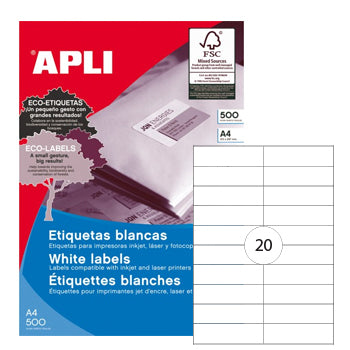 Etiquetas 105x029mm 500Fls A4 Apli 10000un