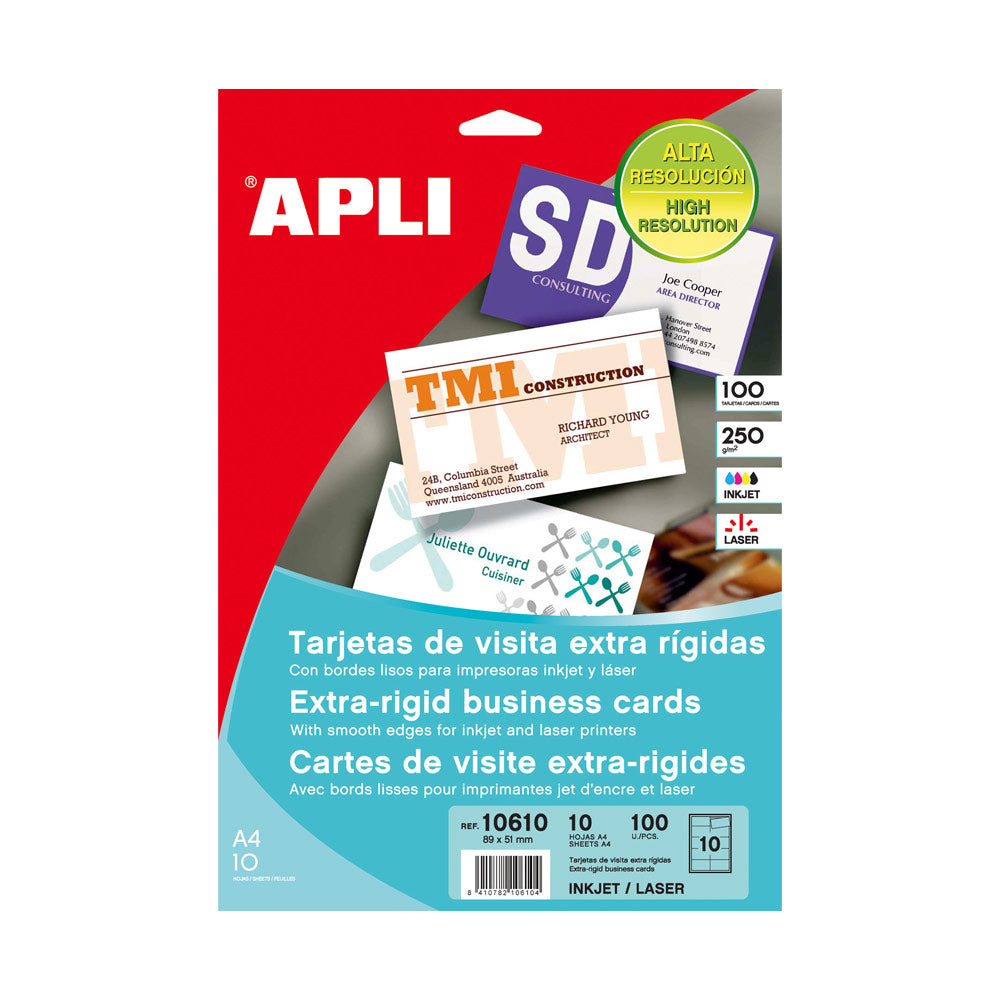 Cartões Visita 89x51mm 250g InkJet/Laser Mate 10Fls 100un