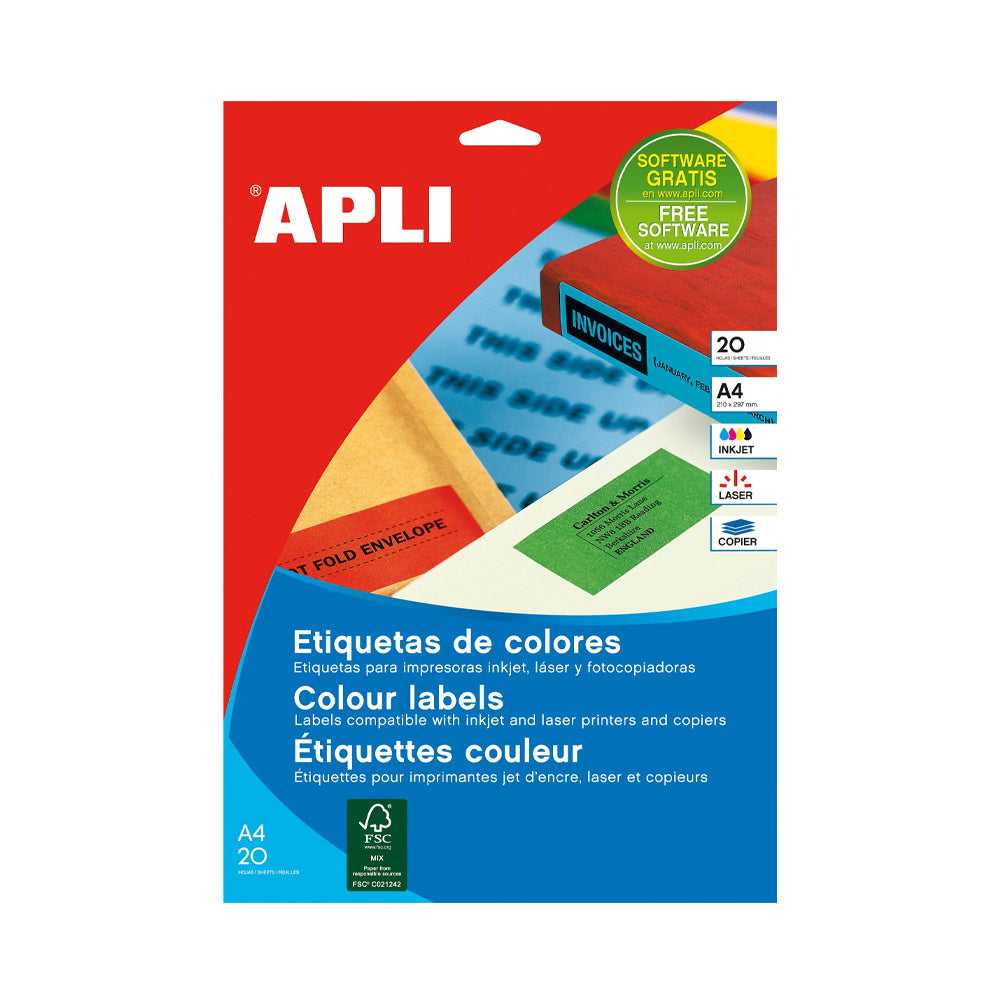 Etiquetas 210x297mm 100Fls A4 Amarelo Apli 100un