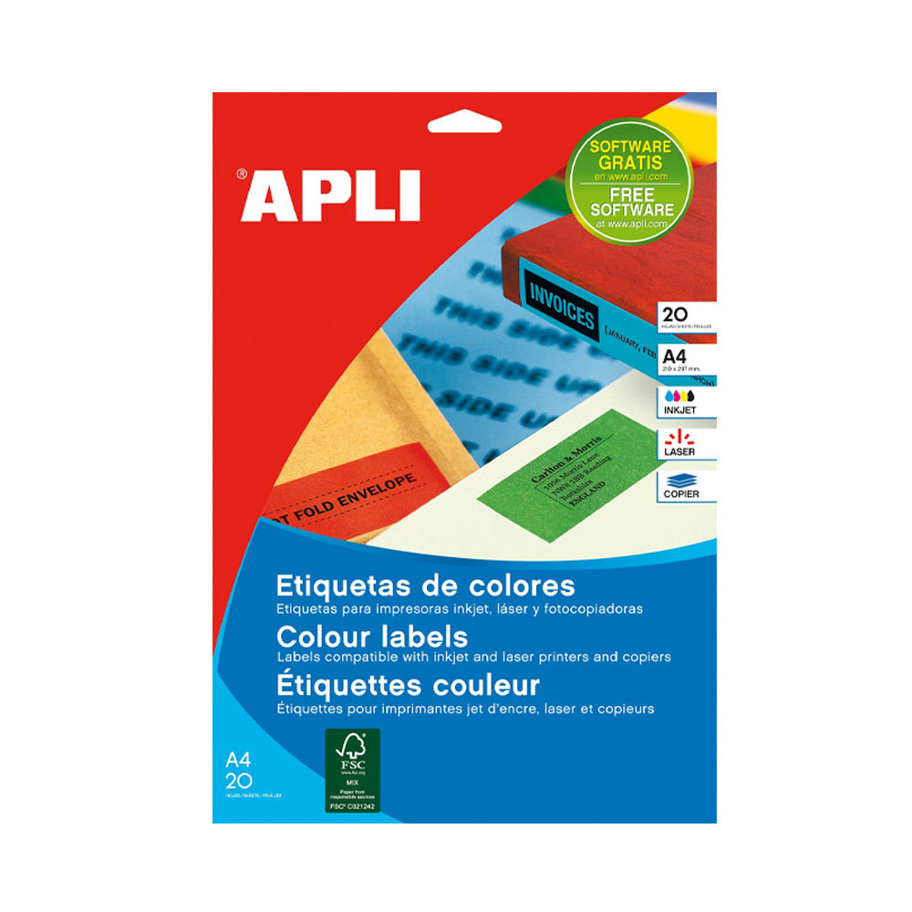 Etiquetas 105x148mm 20Fls A4 Azul Apli 80un