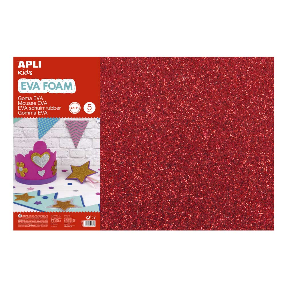 Placa de Cor Musgami Vermelho Purpurinas 40x60cm 2mm 3Fls