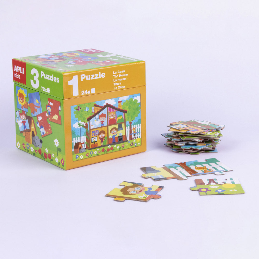 Jogo Puzzle Apli Formato Cubo 3x24 Peças