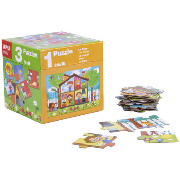 Jogo Puzzle Apli Formato Cubo 3x24 Peças