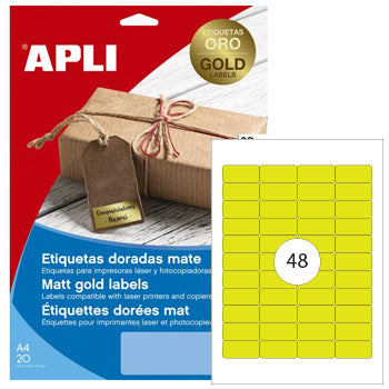 Etiquetas 045,7x021,2mm 20Fls A4 Dourado Apli 960un