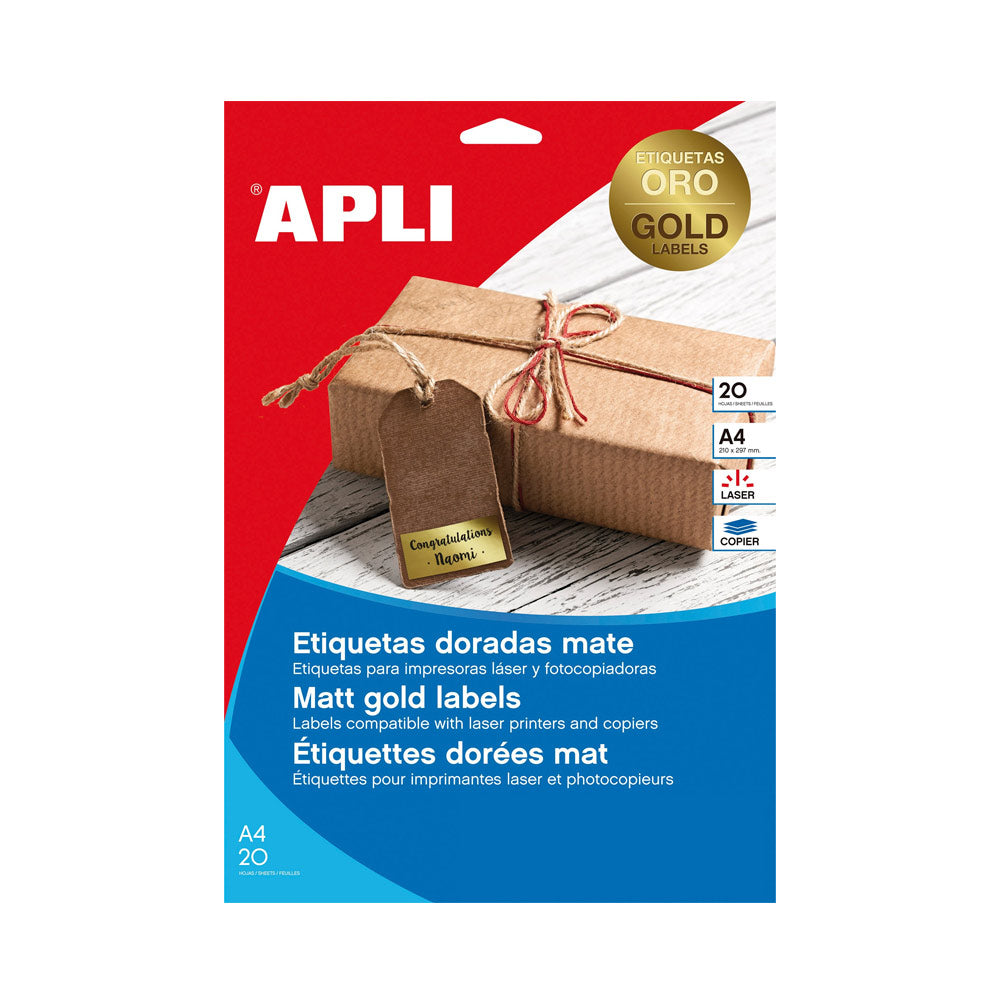 Etiquetas 045,7x021,2mm 20Fls A4 Dourado Apli 960un