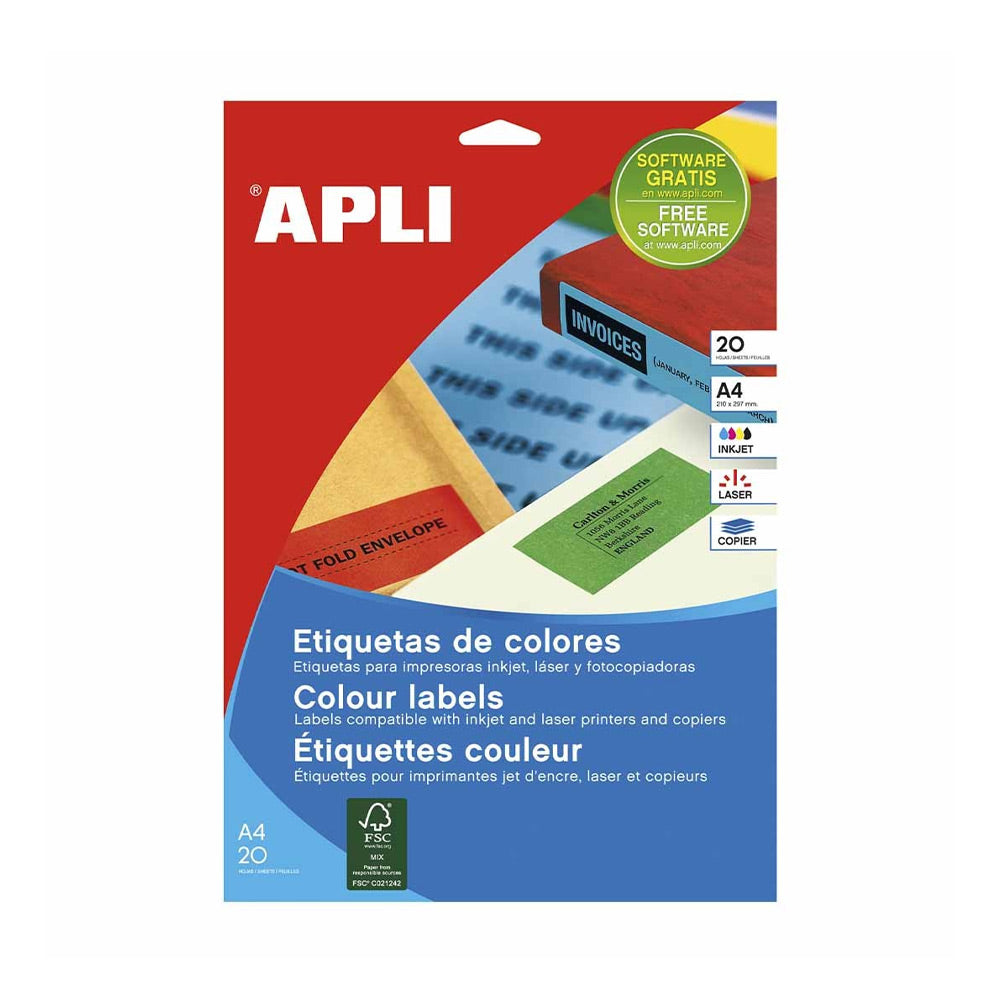 Etiquetas 070x037mm 20Fls A4 Amarelo Apli 480un