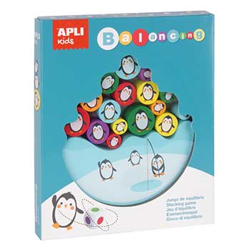 Jogo Puzzle Apli Madeira Tema Equilibrio Pinguins 16 Peças
